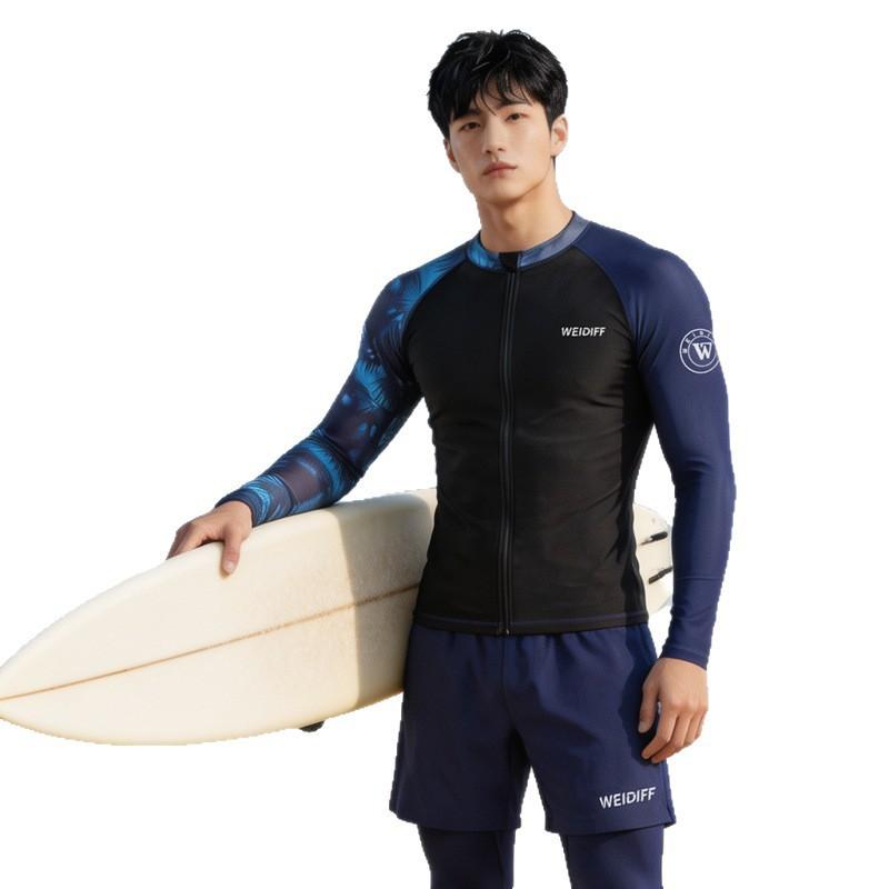 Mens UV Protection Rash Guard Set Long Sleeve Top Full-Length Pants Quick Dry Swimwear Surfing Diving Snorkeling