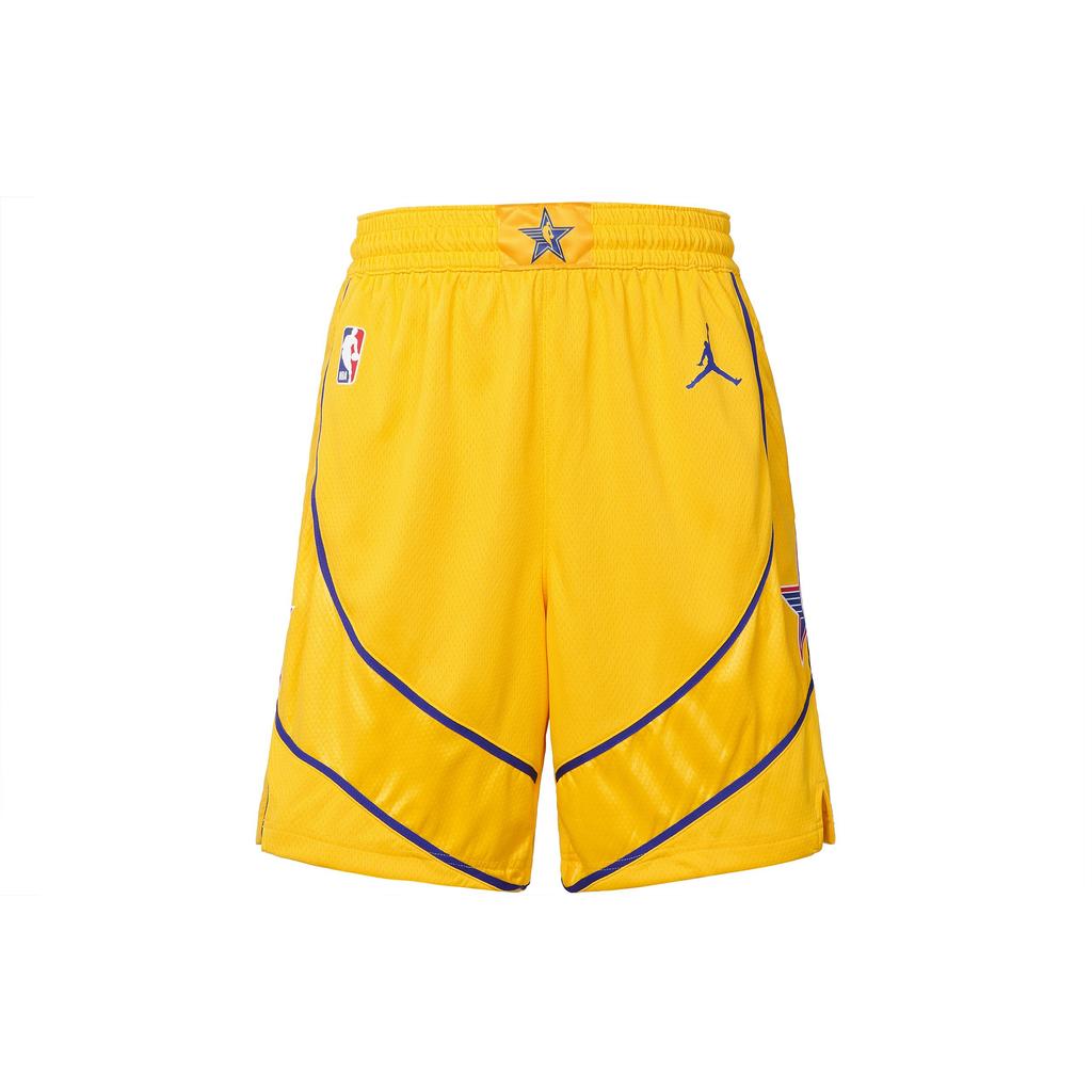 Jordan NBA All-Star Game Season 21 Logo Print Mid-Waist Basketball Shorts Men Bottoms Yellow CV4760-728
