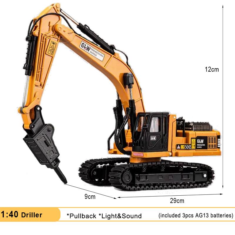 Drilling Machine Alloy+Plastic Diecast Toy Model Engineering Sound Light Pull Back Construction Collection Gifts For Children