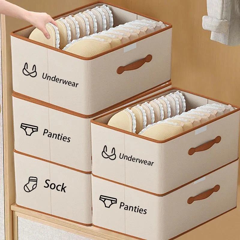Clothes Storage Box with Lid Household Wardrobe Organizer for Underwear Blankets & Garments Fabric Storage Basket Storage Box