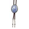 Western Vintage Braided Rope Bolo Tie with Oval Shape Stone Pendant Adjustable Cord Necktie Jewelry Necklace for Men