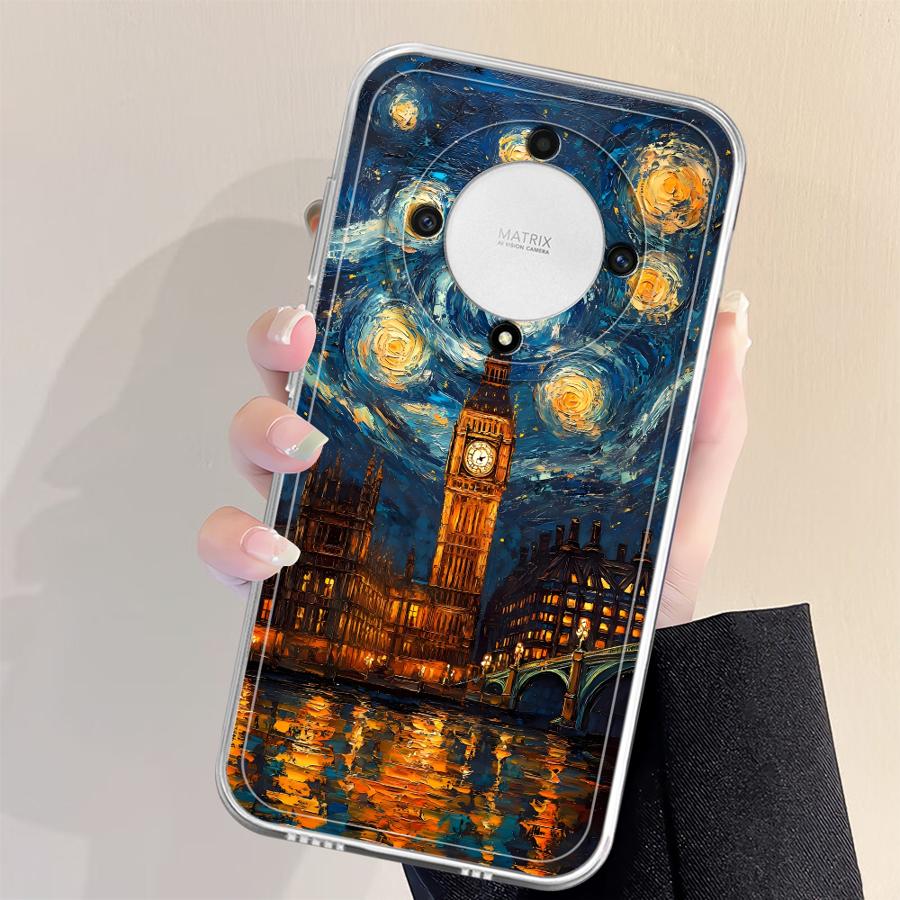Custodia per Honor X9a X9b 90 Lite X7b X8b X8a X8 Cover Morbida per Telefono Van Gogh Notte Stellata