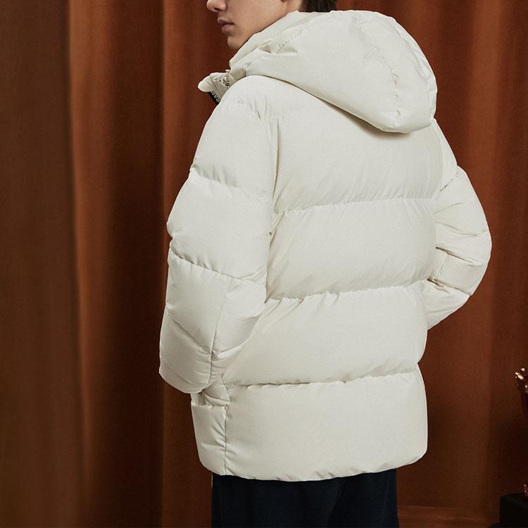 FILA Fusion Letter Zipper Hooded Long Sleeve Warm Jacket Down Coat Men jackets Light-Mist-Gray T11M341903A-GY