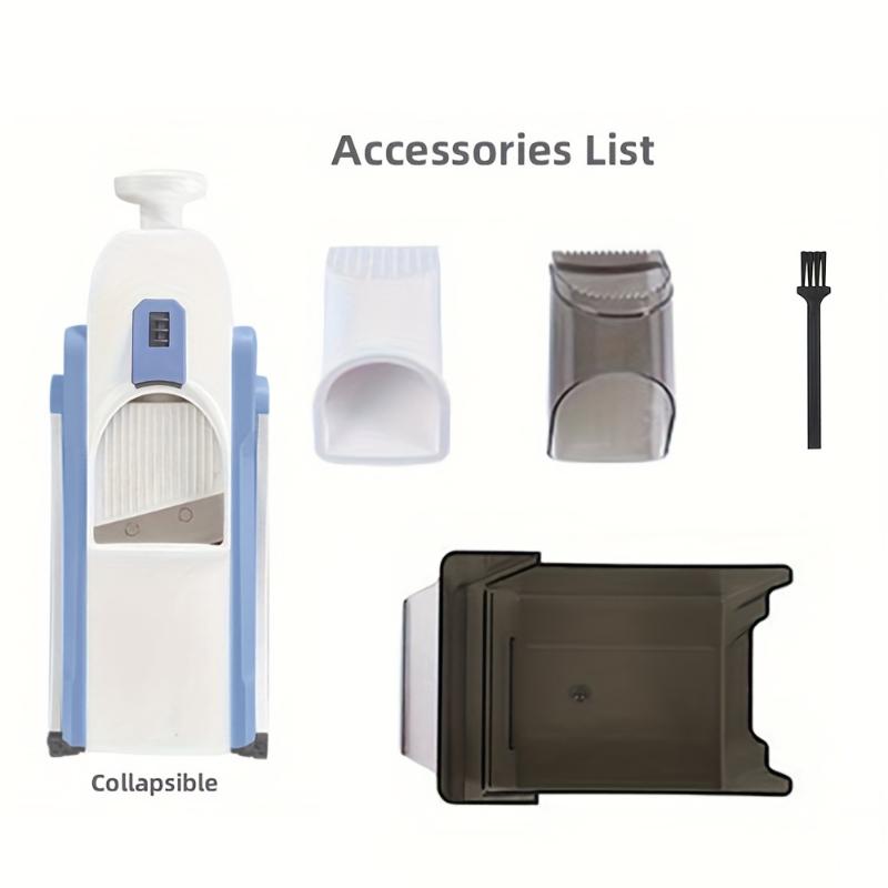 Mandolinskjærer, Sikker fingerdesign, Potet- og grønnsakshakker, Pommes frites-kutter, Justerbar tykkelse, Profesjonelt kjøkkenredskap, Grønn plast