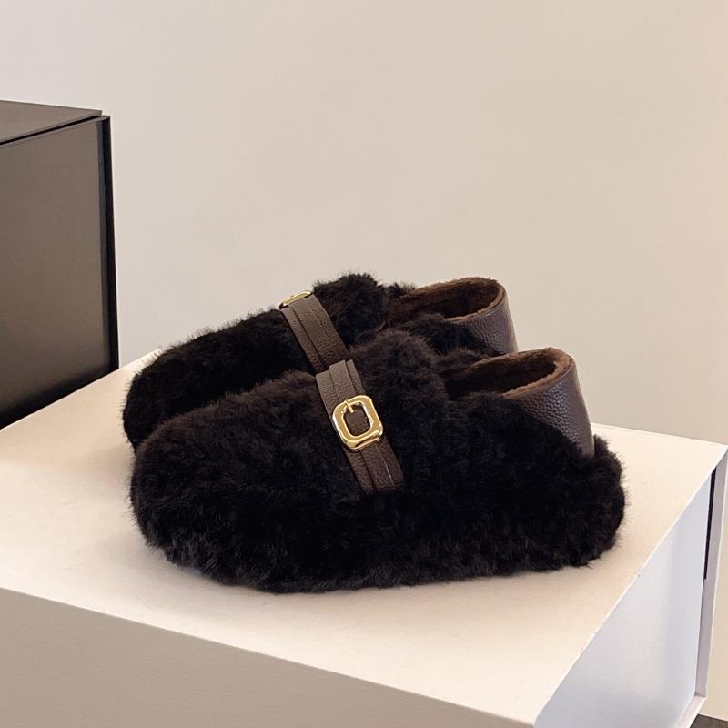 Mao Mao shoes women s autumn new casual one-pedal lazy shoes versatile temperament warm Doudou shoes 40 чёрный 2860₽