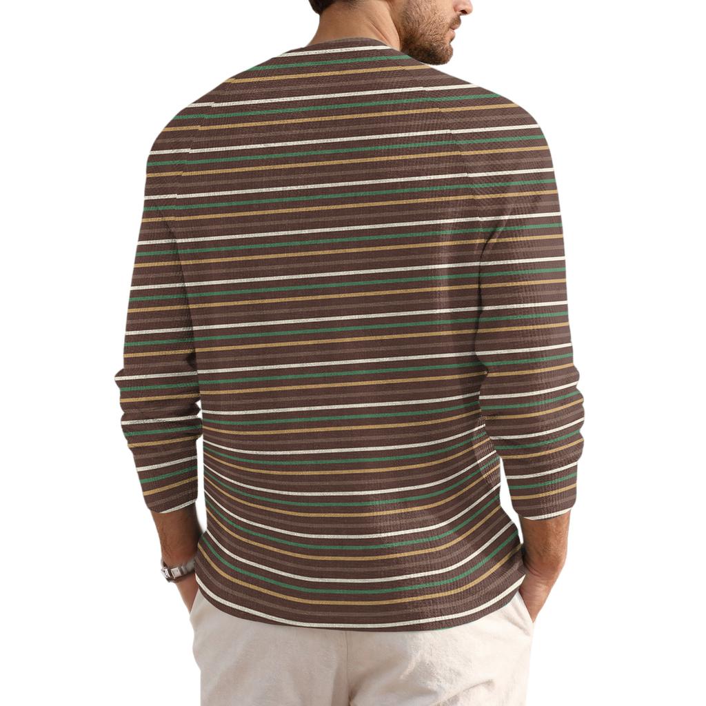 Herre Løs Casual Langermet Topp med Knapper og Krage