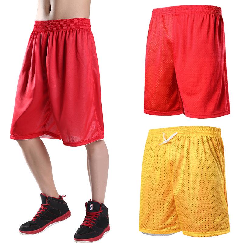 Men's Plus Size Breathable Double-Sided Basketball Shorts - Over-the-Knee, Loose Fit, Sweat-Absorbing, Trendy Sportswear.