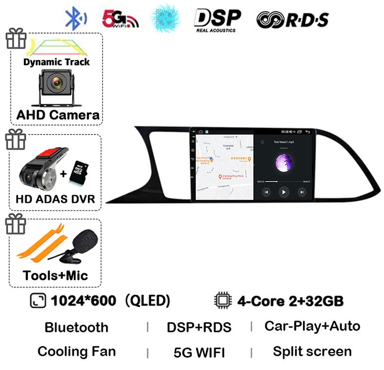 Android 14 WIFI+4G Carplay Auto For Seat Leon 3 MK3 2012-2020 Car Radio GPS Multimedia Video Player Stereo 360 Camera DSP Audio
