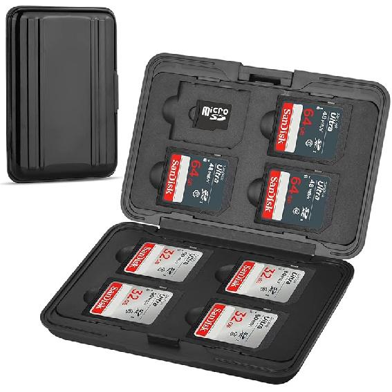 Aluminum Shock Resistant Carrying Box Memory Card Storage Case Holder 8 Slots for SD SDHC MMC Micro SD TF Cards Silver