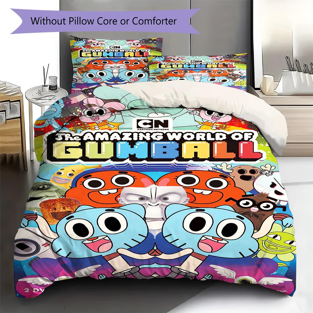 Gumball Amazing World Pattern Bedding Quilt Set Quilt Cover Pillowcase Home Decoration Gift (1 * Duvet Cover + 2 * Pillowcase, Without Core)