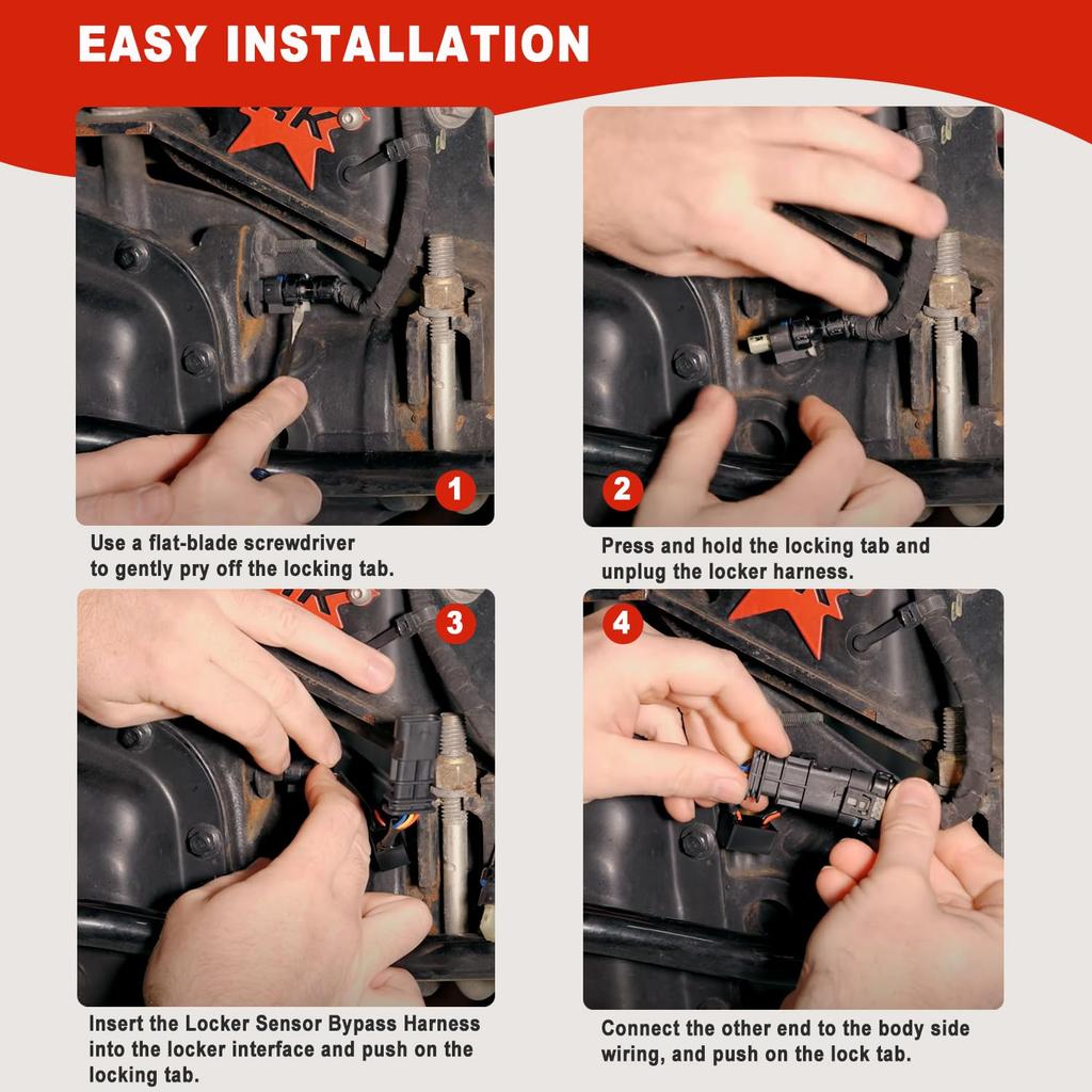 Z-LKR-OEM Locker Sensor Bypass Harness Replacement for Jeep Wrangler JL/JLU and Gladiator JT Rubicon 18-23