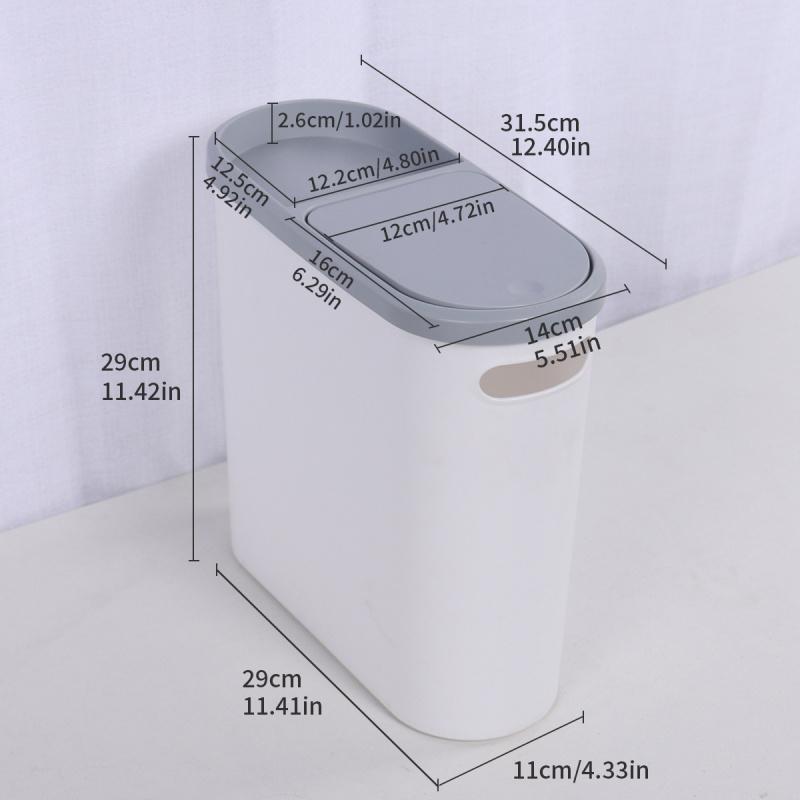 Trash Can for Home Use, High-Quality Bedroom Press-Type Trash Bin with Lid, Kitchen Bathroom Gap Paper Basket