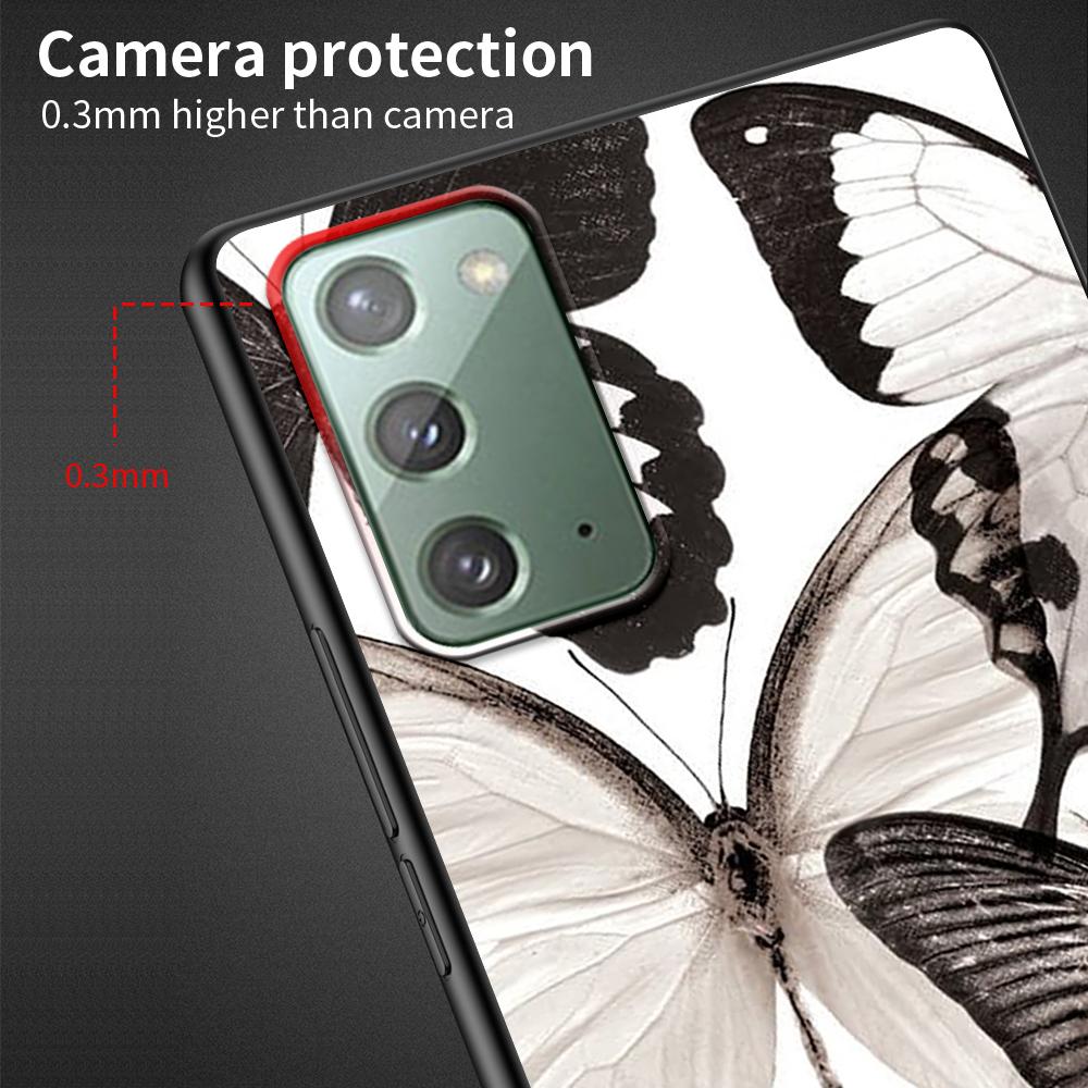 Butterfly Case for Samsung Galaxy Note 20 Ultra 10 Lite 9 8 A53 A52 A12 S22 S21 FE S20 Plus TPU Black Phone Cover Shell Animals