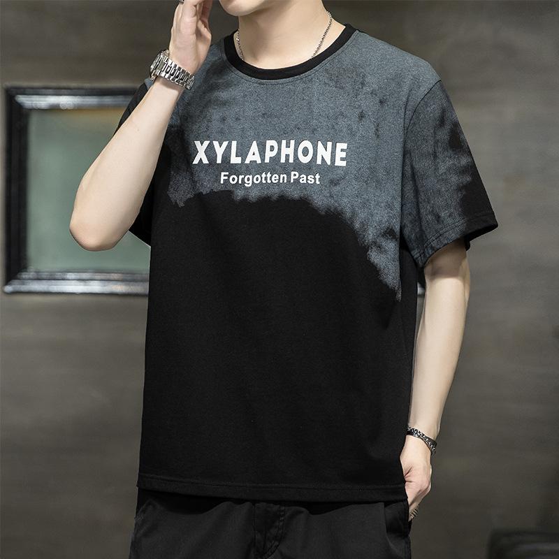 

Летняя мужская хлопковая футболка с короткими рукавами, новый спортивный свободный топ из ледяного шелка с половиной рукавов XXXXL