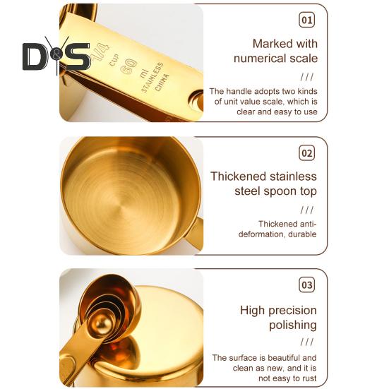 Set de linguri de măsurat din oțel inoxidabil Cântare cu unități duale Mâner ergonomic Cupă de măsurare pentru măsurători precise de coacere Bucătărie de acasă Utilizare pentru panificație