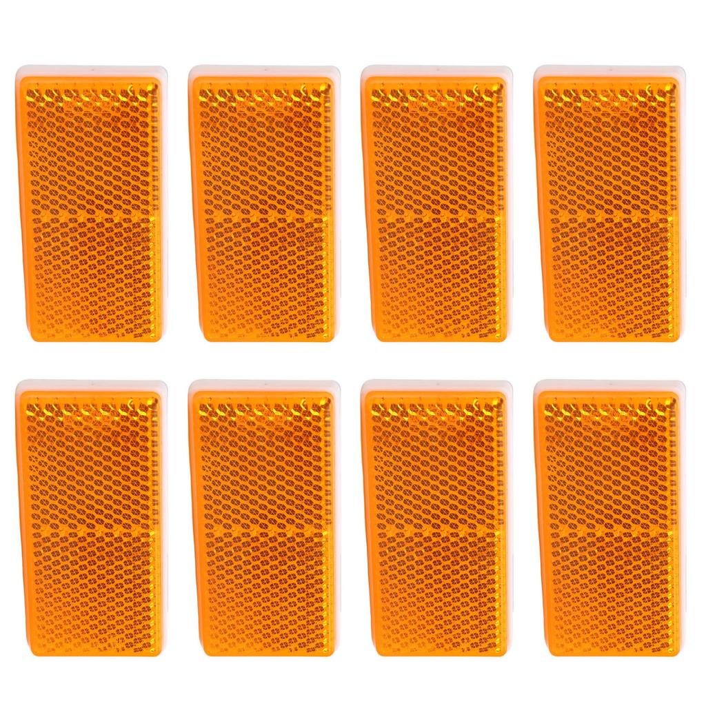 8Pcs Rectangular Reflectors Water Proof Self Adhesive Rectangular Reflective Stickers for Trailer Truck Tractor Boat