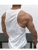 Men Tank Tops Solid Hollow Out O-neck Sleeveless Summer Male Vests Transparent Quick Dry Streetwear Casual Men Clothing