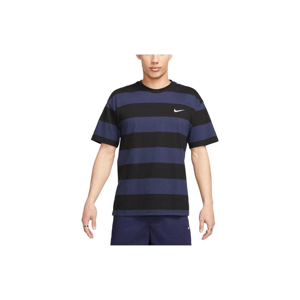 Nike SB Logo Stripe Print Embroidery Loose Round Neck Casual Sport Short Sleeve T-Shirt Men Tops Navy FB8151-410