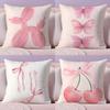Bows Cherry Balloon Puppy Butterfly Cushion Cover Plush Fabric Soft Double-Sided Printed Sofa Warm Winter Home Gift Pillow Cover