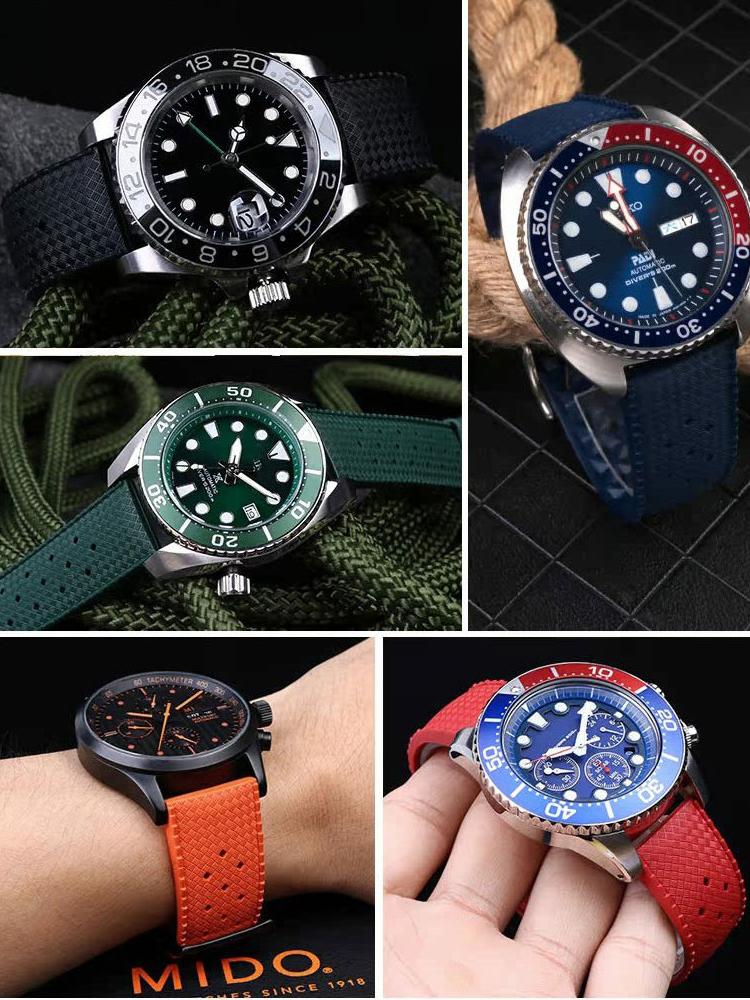 18mm 20mm 22mm Rubber Strap for Rolex SUB Omega Seamaster Seiko 005 IW DW Replacement Wrist Bracelet BLANCPAIN Fifty Fathoms