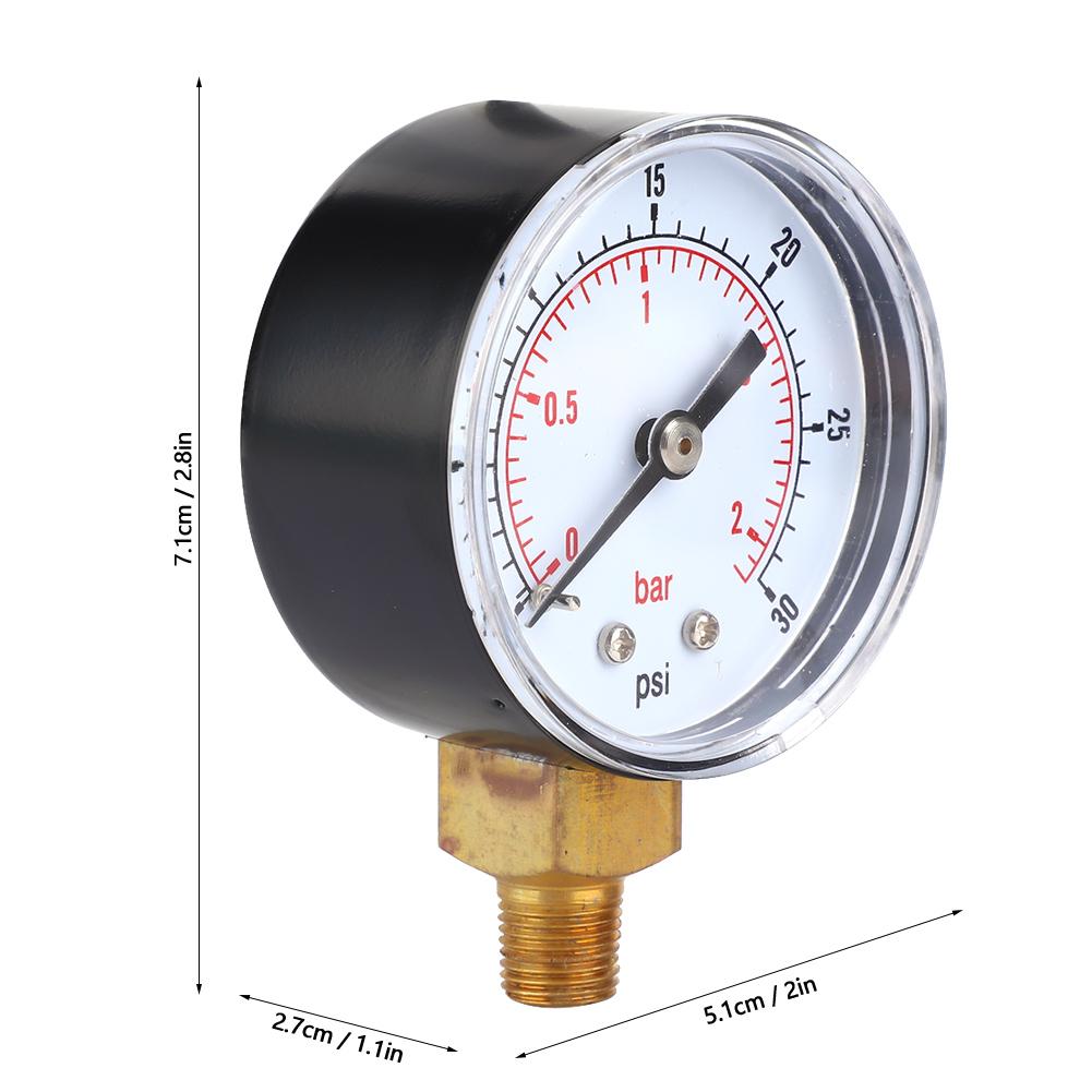 Pressure Gauge 50mm Dial 18 BSPT Bottom Connection for Air Water Oil Gas (030PSI 02Bar )