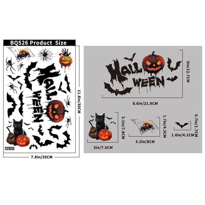 Halloween Dekorationen Horror Fledermaus Geist Statische Aufkleber Kreativ Kürbis Tod Glasaufkleber