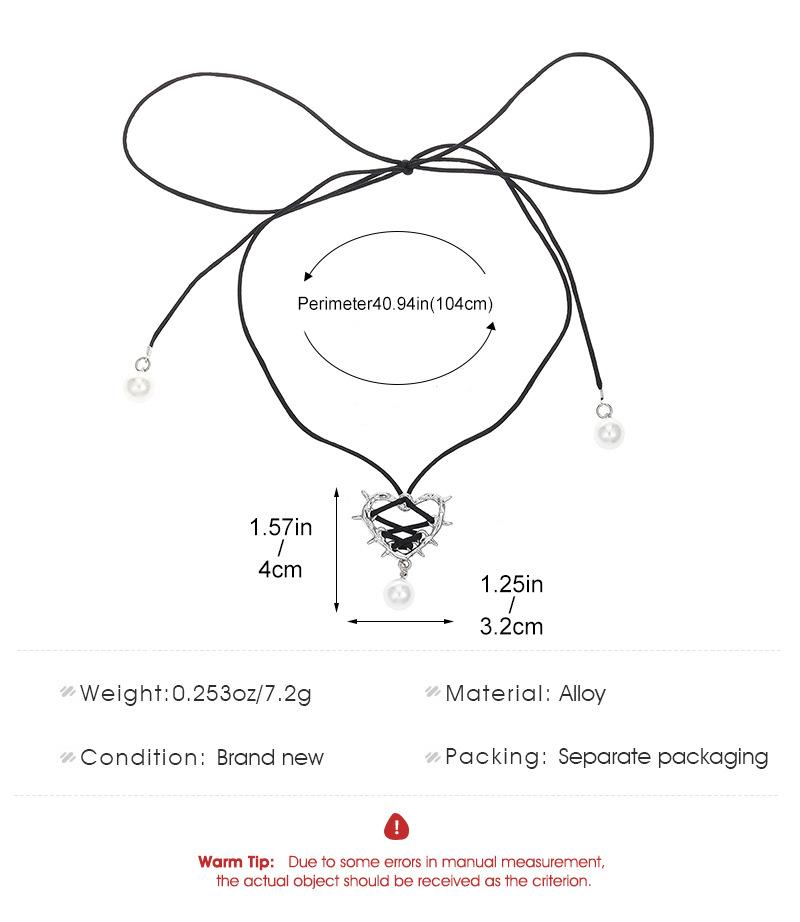 Mode Dorn Herz Faux Perle Anhänger Halskette Frauen Kreative Spice Girls Wrap Band Halskette Partei Schmuck Zubehör