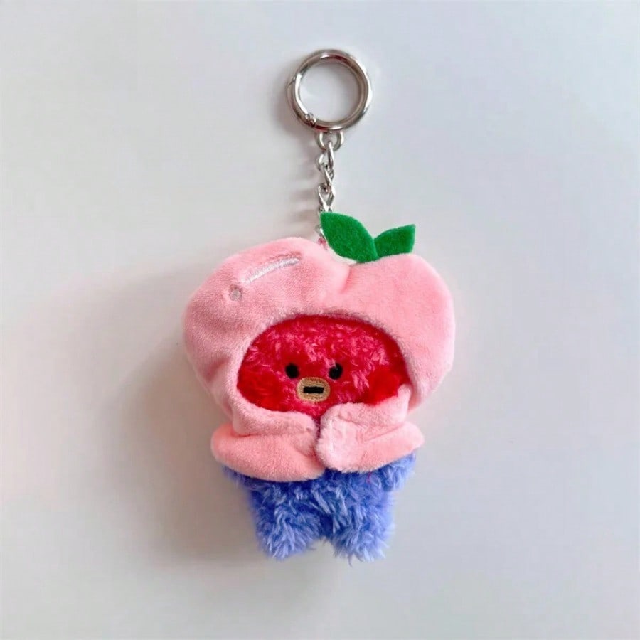 

9cm Anime Kpop Cartoon Themed Mini Plush Keychains Backpack Charms Fruit Series LINE FRIENDS BT21 and Cuddly Stuffed Fluffy Huggable Kawaii Comfort