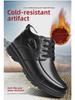 Herren Winter Wasserdicht Rutschfest Lederschuhe für Senioren - Warm, Samtgefüttert, Verdickt für Mittelalte und Ältere.