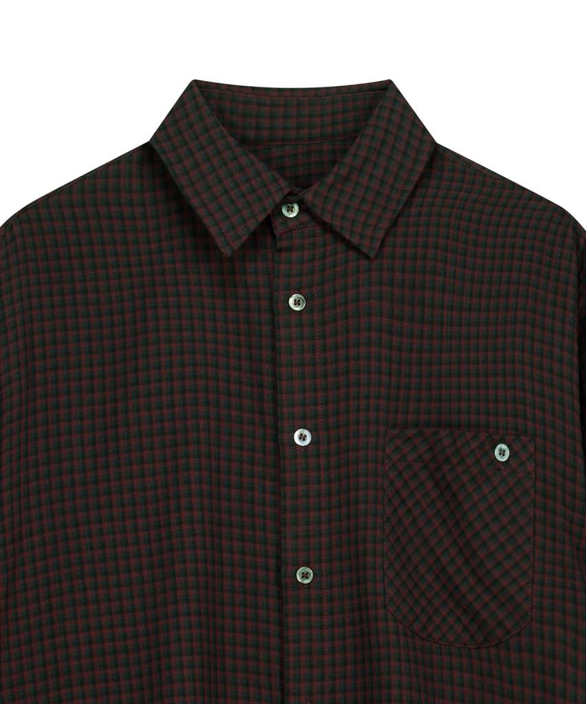 SLOWACID Gingham Check Short Sleeve Shirt [Red]