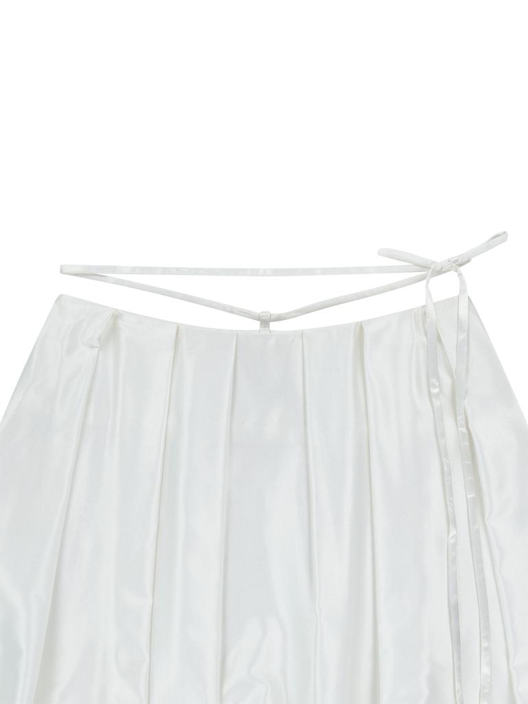 Tuomio Satin Balloon Skirt [White]
