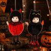 Halloween Hanging Plush Witch Doll with Lanyard, Cute Furry Pom Pom Ball Doll Ornament for Doors Windows Trees Halloween Party Decor