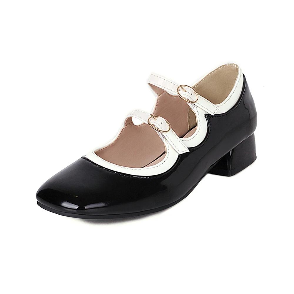 Fashion Fashion Women Mary Jane Flats Ladies Shoes Shallow Mouth Square Toe Solid Color Low Heel Vintage Casual Party Mujer Green Black