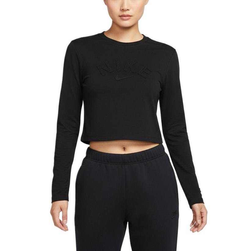 

Nike As W Nsw Nk Chill Knit Tee Crew Neck Solid Simple Pullover Long Sleeve T-Shirt Women Tops HQ1703-010 2XL