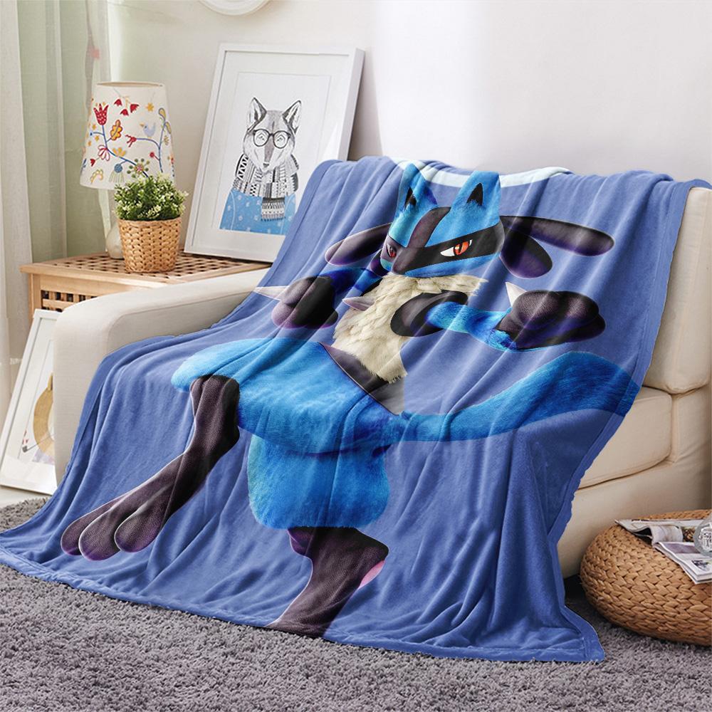 Lucario 2 Print Flannel Blanket, High quality Comfortable for All Seasons, Home Decor, Warmth and Comfort