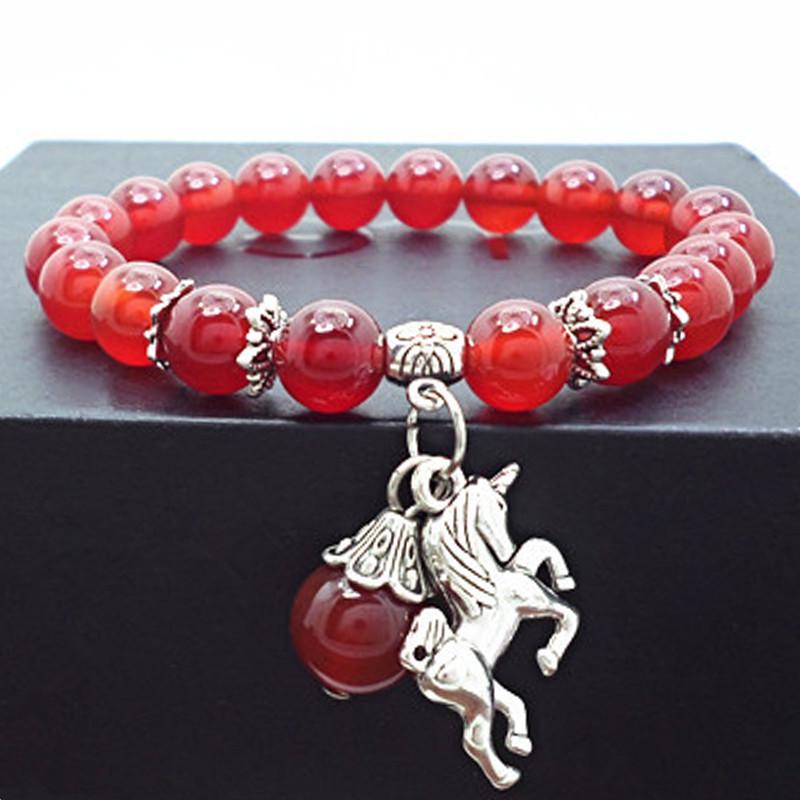 Red Agate Crystal Beaded Bracelet for Women - Handcrafted Couple Jewelry