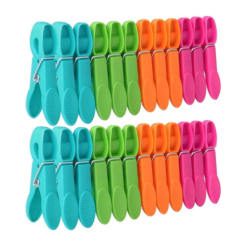 24/48/60Pcs Clothes Pegs Set for Washing Line Plastic Clothes Clip Kit Nonslip Windproof Clothes Clip for Underwear Socks Towels