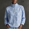 Blusa de Mujer con Estampado Floral, Manga Larga, Cuello Alto y Media Botonadura