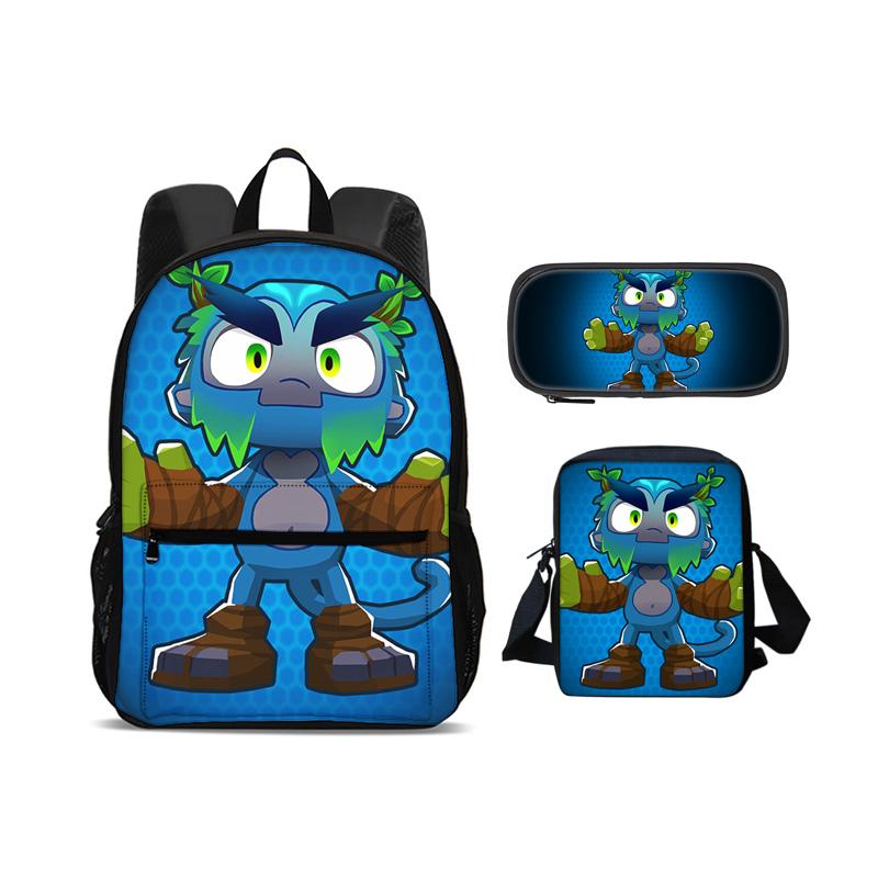 Bloons TD 6 Backpack Pen Bag Shoulder Bag 3Pcs Set New Trendy Game Printed Kindergarten Boys and Girls