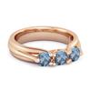 London Blue Topaz Three Stone Ring - 925 Sterling Silver Rose Gold Vermeil