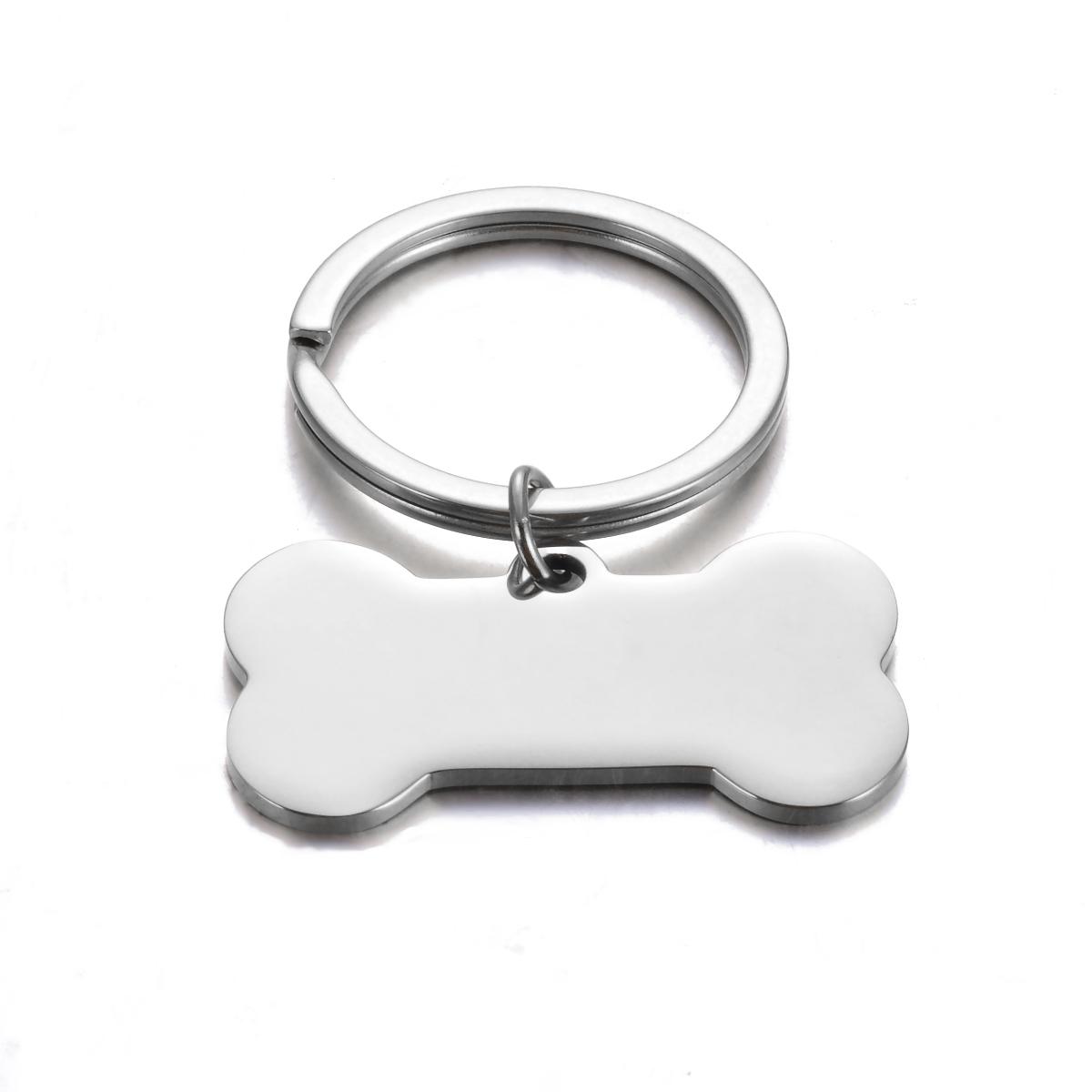 4PCS Stainless Steel Blank Dog Bone Tag Keychain Charm Pendants For Necklaces Custom DIY Jewelry Making Keychain 2 Size 24X40mm