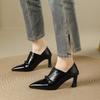 Women's Single Shoes  Autumn and Winter New Versatile Comfortable Soft Leather Work Commuting High Heels