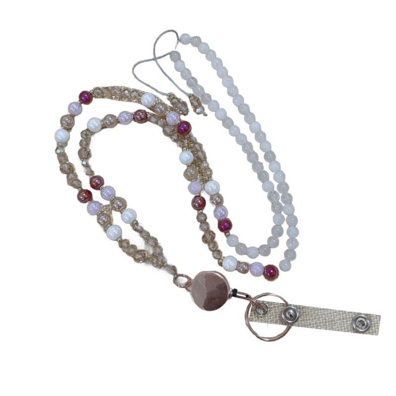 Аксессуары Шнурки для ключей и держателя бейджа Ожерелье из бусин из натурального камня Выдвижной шнурок Шнурок-держатель для очков