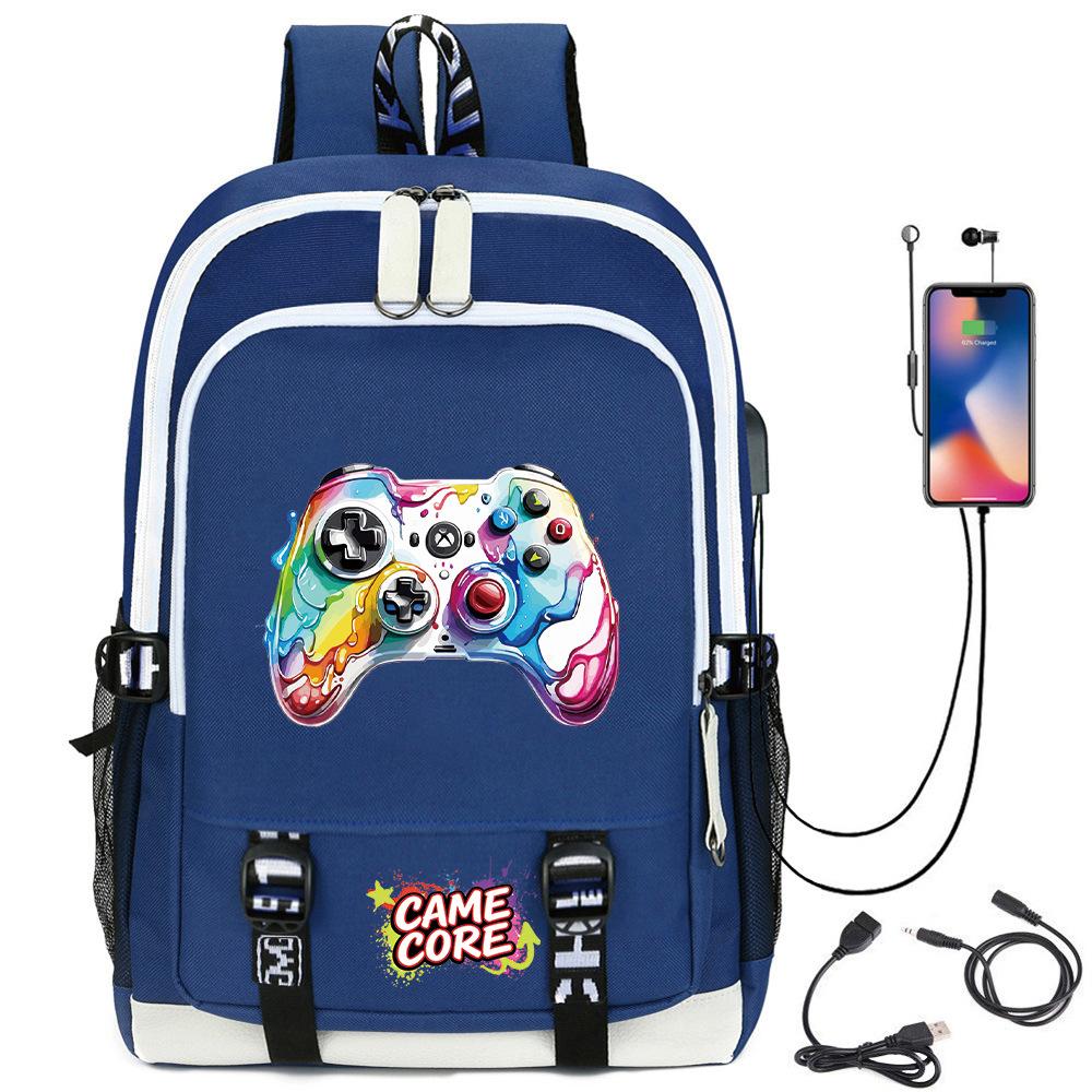 Digital Printing Gamepad Pattern Backpack Cartoon Elementary School Bag Large Capacity Usb Backpack