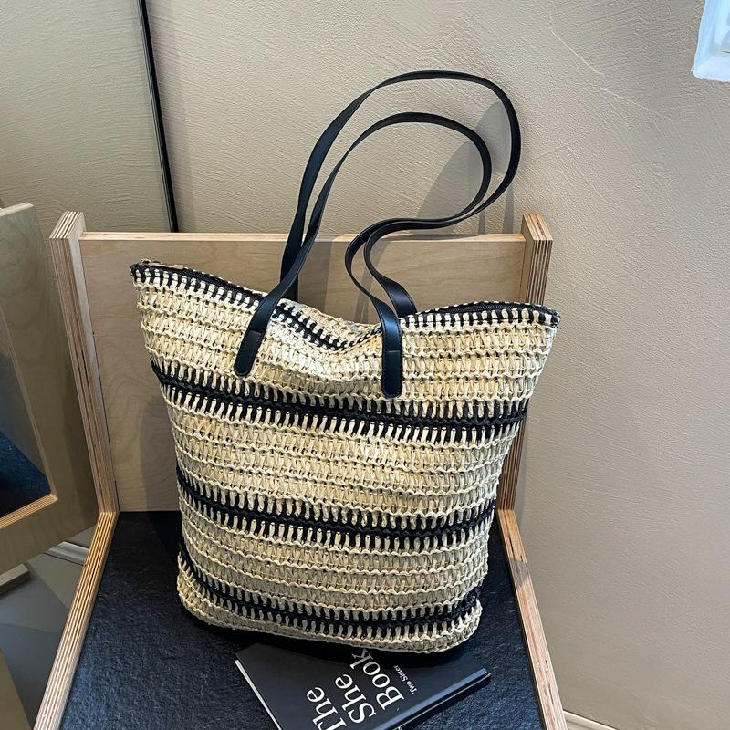 Woven Bag Women's New Trendy Fashion Shoulder Bag Large Capacity Tote Bag Beach Vacation Women's Bag