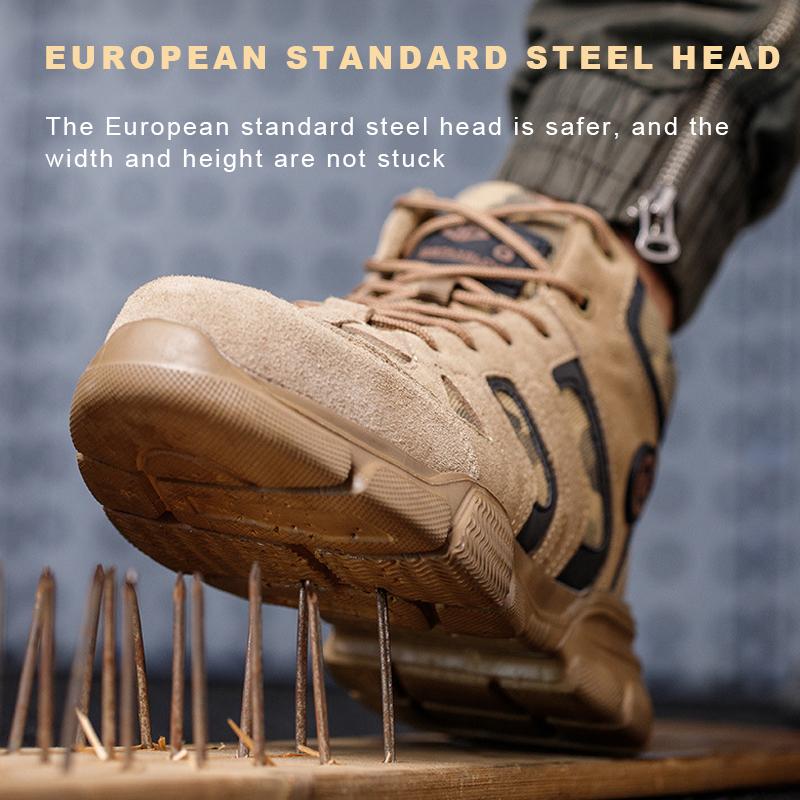 Gray Safety Shoes Men Lightweight Work Boots Safety Steel Toe Shoes Men European Standard Steel Toe Work Shoes Plus Size 38-48