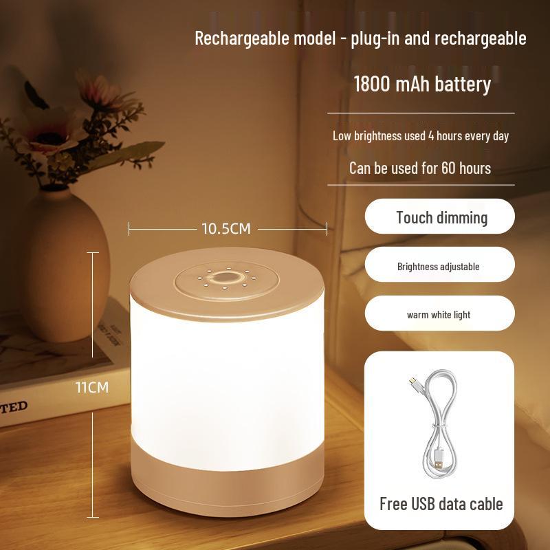 Rechargeable Night Light for Bedroom: Sleep-Friendly, Eye-Caring Bedside Lamp for Postpartum Breastfeeding and Children's Rooms