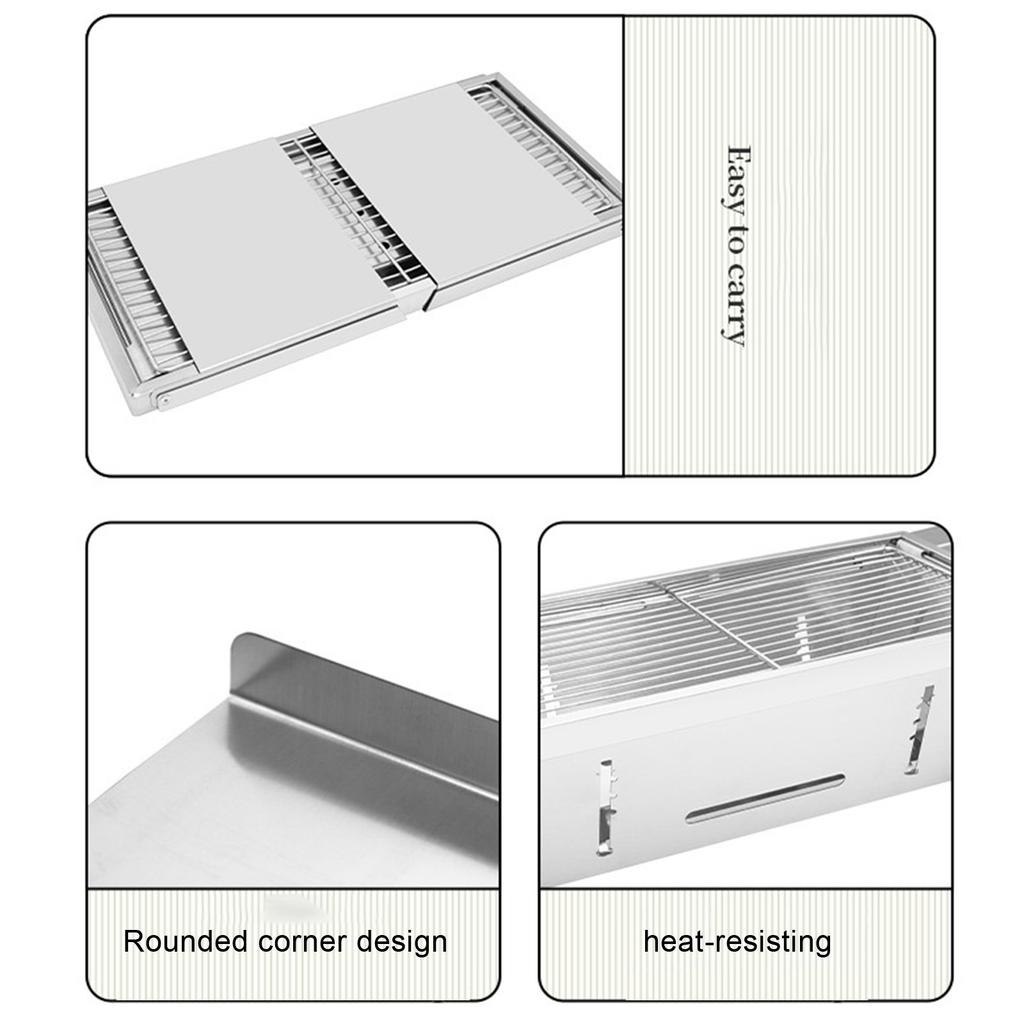 Faltbarer Outdoor-Grill, tragbarer Edelstahl-Grill, Holzkohlegrill für Camping, Terrasse