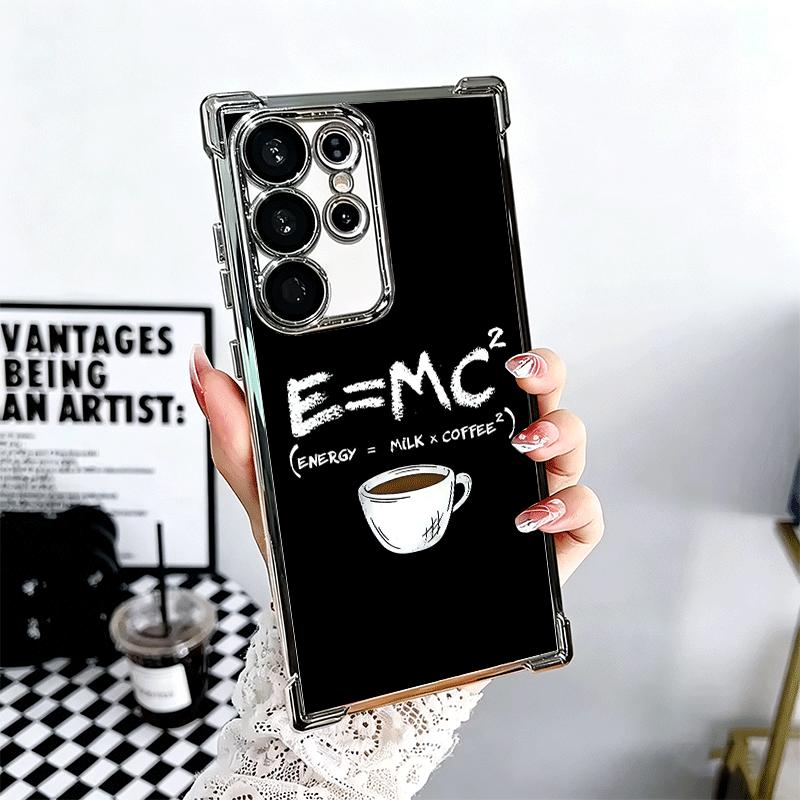 

Black Coffee Fashion Style Plating Phone Case For Samsung Galaxy S24 S25 FE S26 Edge S23 Ultra S22 S21 Plus S20 Anti-Fall Airaba Samsung S21 Ultra