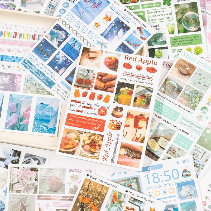 Yu Xian Universe Moss Series Vintage Peel-off Sticker Book: Versatile Patterns for Journal, Phone, or Collage Decoration